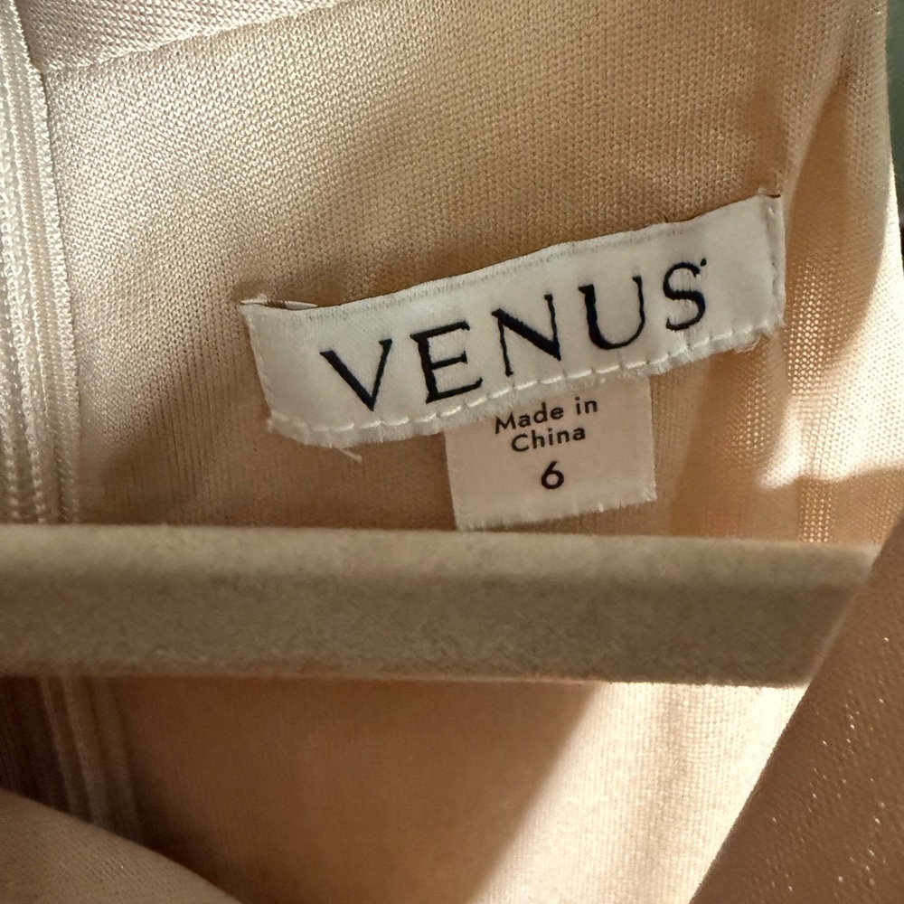 VENUS Metallic Rose Gold Cross-Front Mini Dress - Picture 6 of 6